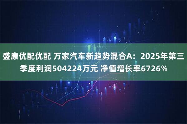 盛康优配优配 万家汽车新趋势混合A：2025年第三季度利润504224万元 净值增长率6726%